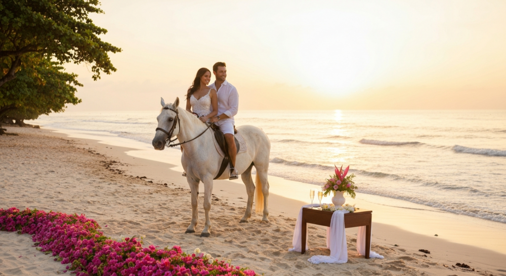 Romantic honeymoon horse riding Sumba