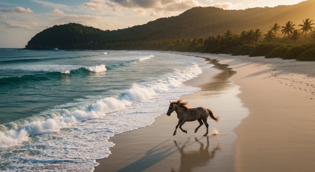 Sumba Horse riding on pristine beach at sunset - Premium horse riding experience in Sumba Island Indonesia